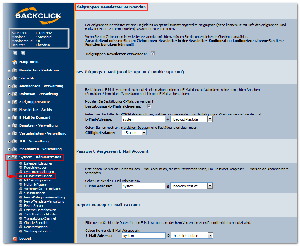 Grundeinstellungen_Email_Marketing_Software_BACKCLICK