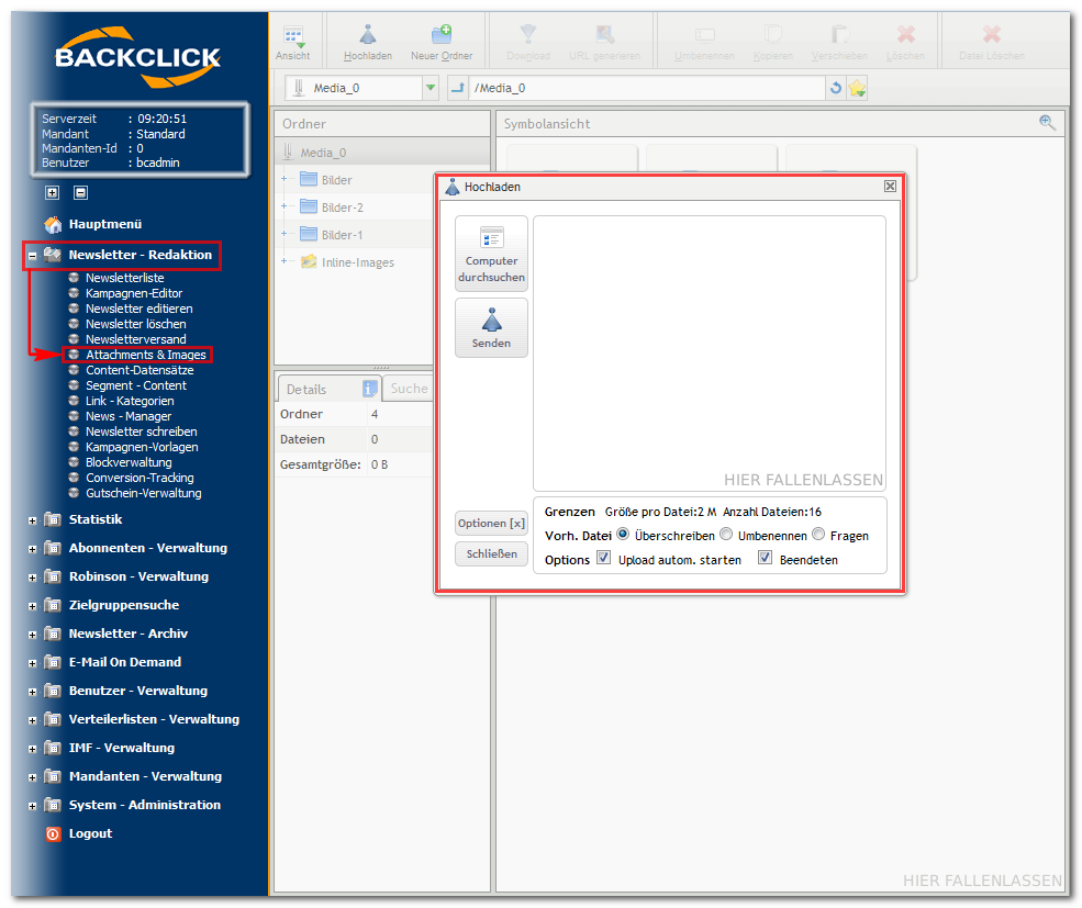 Upload_im_Medienmanager_Email_Marketing_Software_BACKCLICK