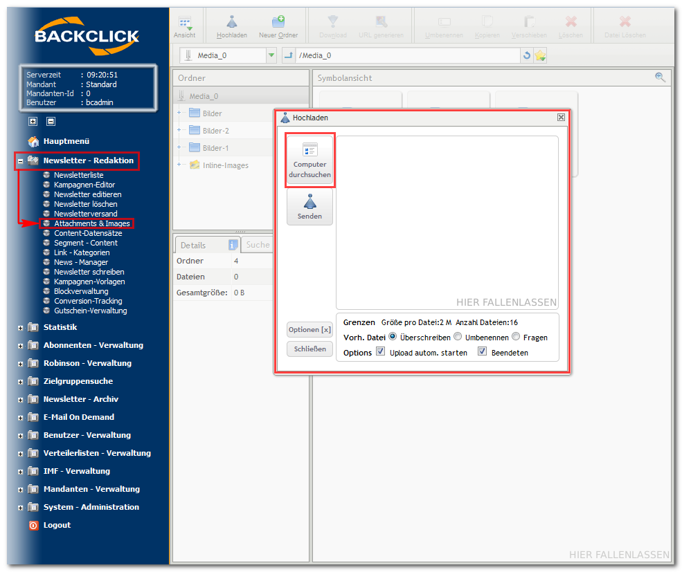 Upload_im_Medienmanager_Email_Marketing_Software_BACKCLICK