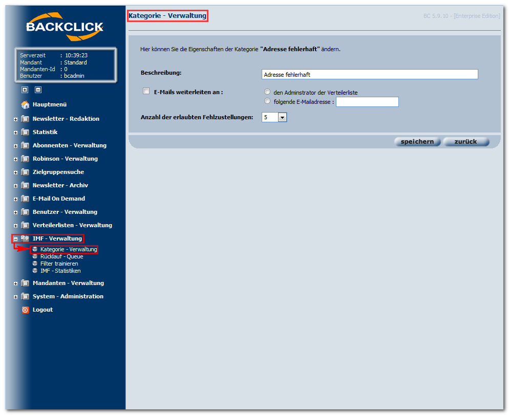 Kategorie_Verwaltung_Email_Marketing_Software_BACKCLICK